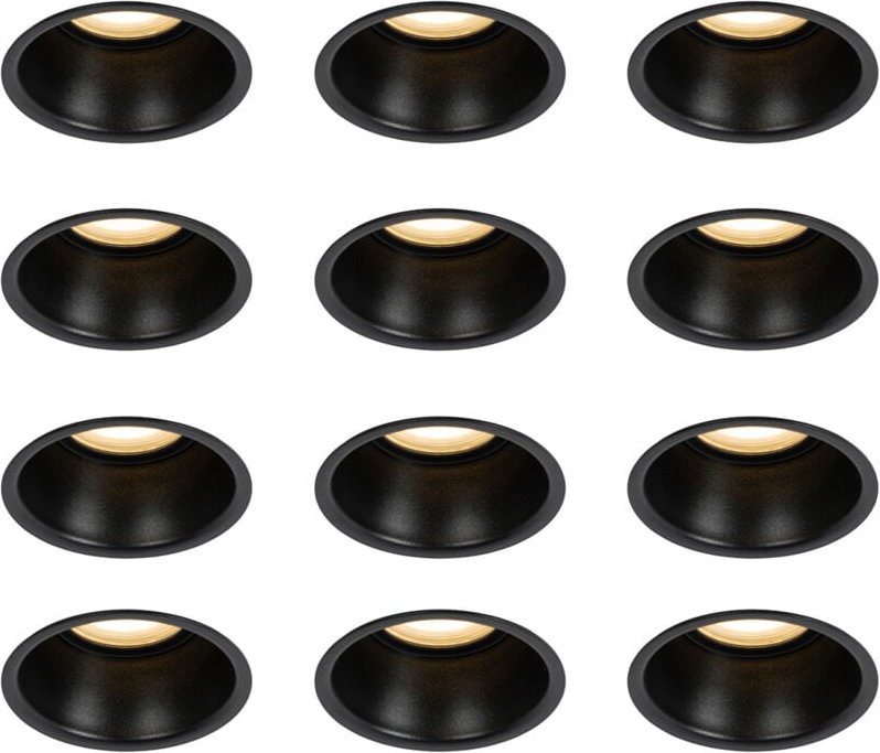 Set mit 12 schwarzen Einbauleuchten GU10 50mm IP44 - Dept