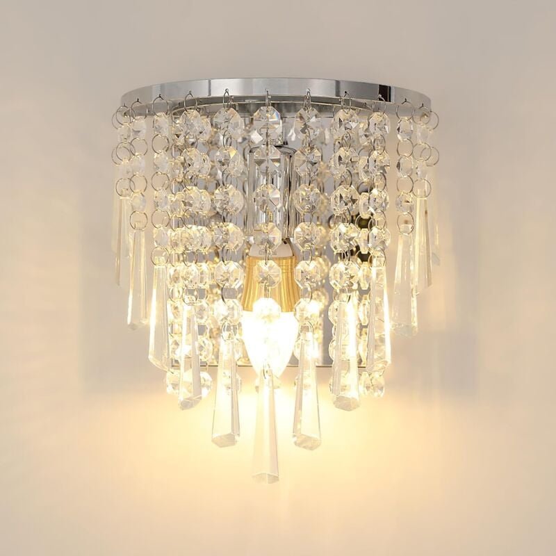 COMELY Wandlampe Innenbereich Kristall E14, Leuchte mit Kristall Lampenschirm, Modernes Design für Wohnzimmer, Schlafzim...
