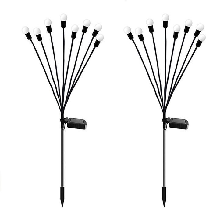 Set mit 2 Solar-LED-Leuchten, IP65, fest installiert, mit Lichtsensor, schwarz