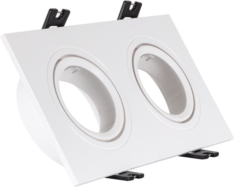 Efectoled - Downlight-Ring Eckig Schwenkbar für 2 LED-Glühbirnen GU10 / GU5.3 Ausschnitt 75x150 mm Weiß