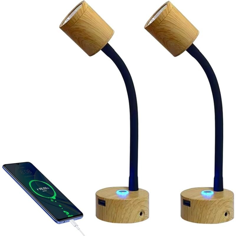 DOLASO 2er-Pack dimmbare Reißverschluss-Leseleuchte mit USB-Ladeanschluss, 12-V-LED-Leseleuchte, 3-W-LED-Strahler, Touch...