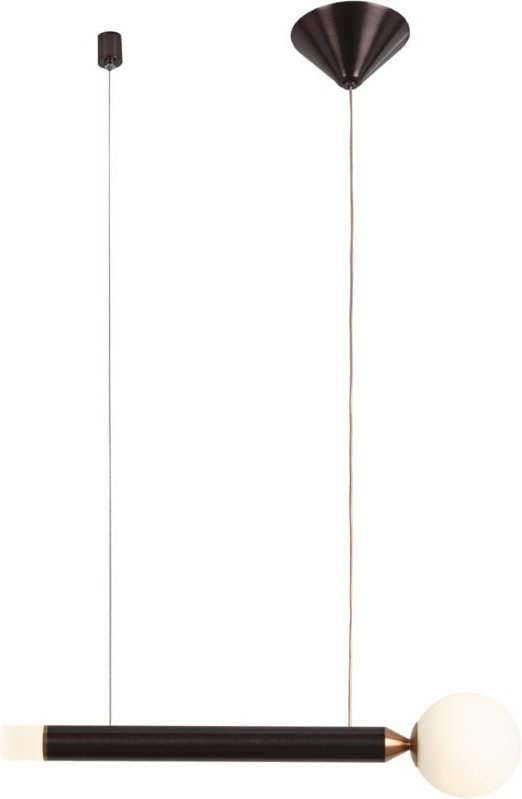 Deckenleuchte 38X10X120 Braunes Aluminium/Weißes Glas