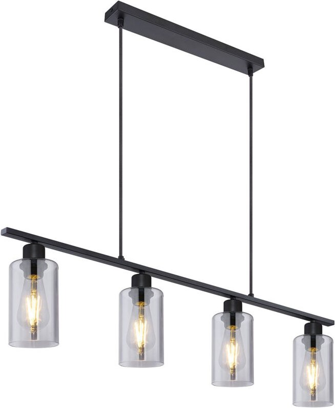 Balkenpendelleuchte hadera mit 4 Rauchglas Lampenschirmen, Breite 98cm