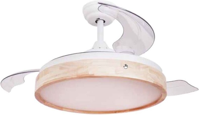 Ranta-Deckenventilator mit einstellbarem CCT-Licht und Ø107-Steuerung, 3 einziehbaren DC-Flügeln. Weiß