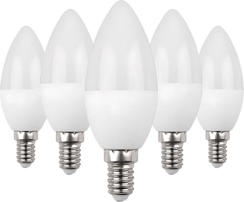 7hsevenon - 5er-Pack LED-Kerzenlampen E14, 6 w, entspricht 40 w, 470 lm, 15000 Std. Primer Leader