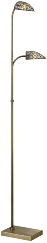 Inspired Diyas - Ashton - Stehlampe 2 Licht Antik Messing, Kristall