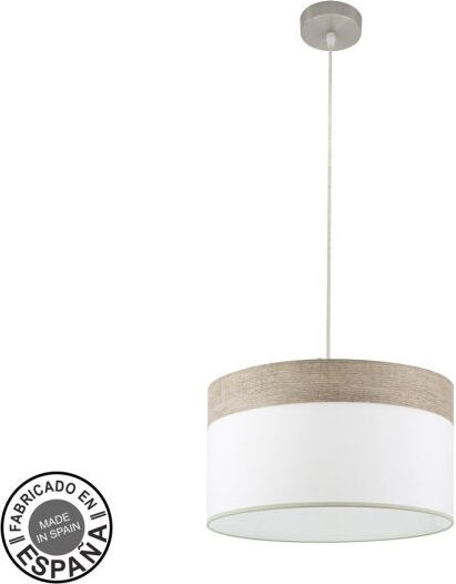 Senko - Cloe Pendelleuchte 1xe27 nickel/weiß-holz grau regx40x40 cm