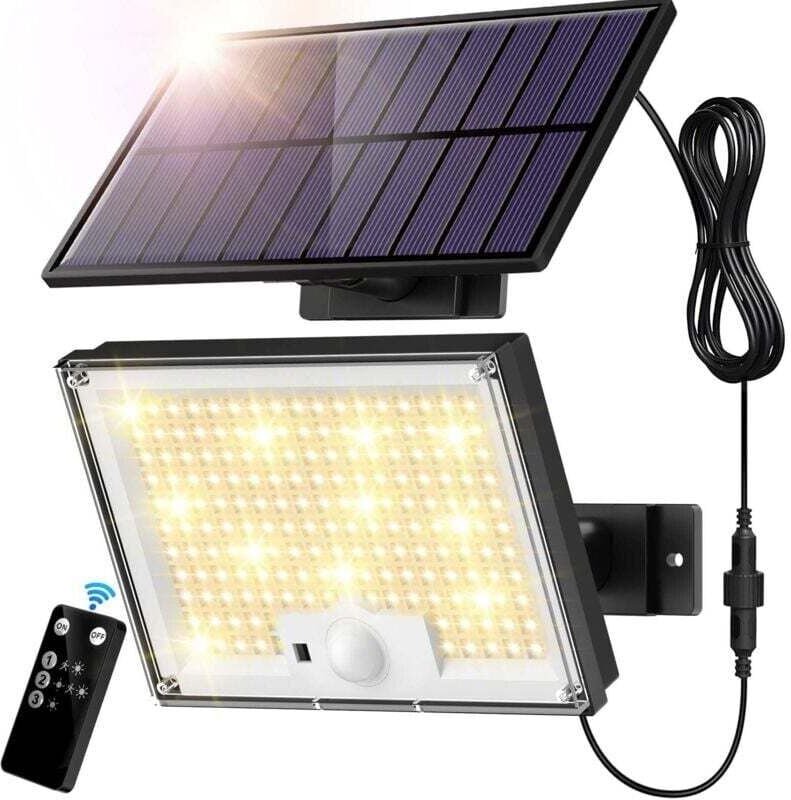 172 LED Solar-Außenleuchte, 3 Modi, Bewegungsmelder, IP65, LED-Solar-Flutlicht mit 5 m Kabel, für Garten und Garage XXW