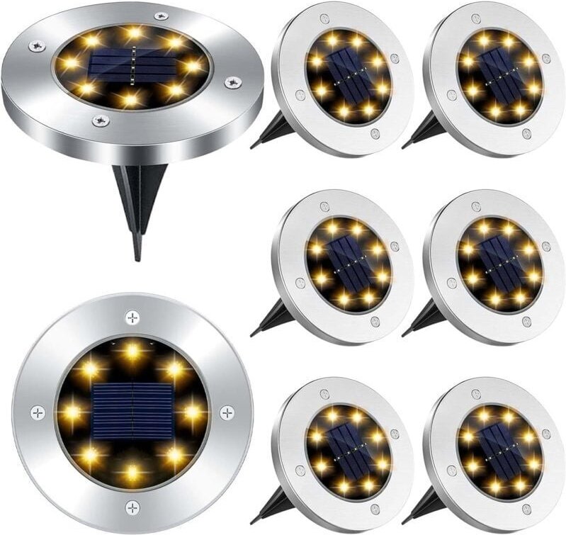 8 LED-Außen-Solarleuchte, 8 Stück Solar-Garten-Bodenlampen, wasserdicht IP65, Solar-Spotlight-Garten-Einbauleuchte, für ...