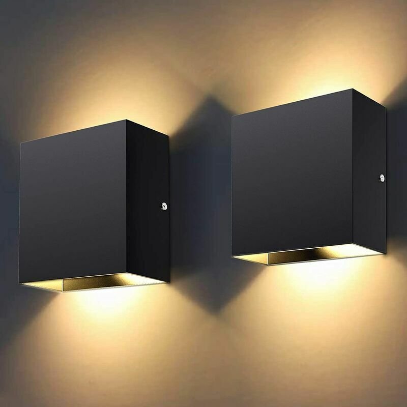 2 Stück LED-Wandleuchten, modernes Schwarzlicht, Weiß, 12 W, warme Innenleuchte, LED 3000 K, Auf- und Ab-Wandleuchte für...