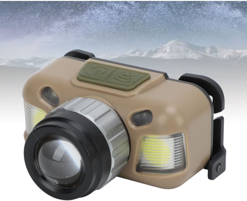 DUBUNS COB Typ C Schnelllade-Stirnlampe mit Bewegungssensor und 30° verstellbarem Zoomobjektiv