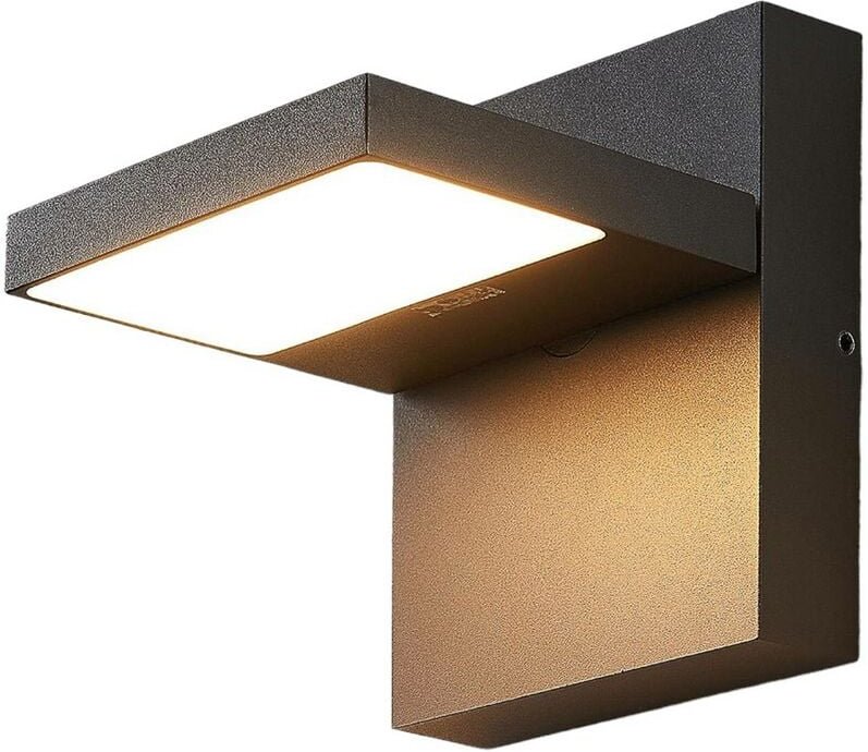 Lampenwelt - LED-Außenwandlampe Silvan, dunkelgrau - grafitgrau (ral 840-M), weiß