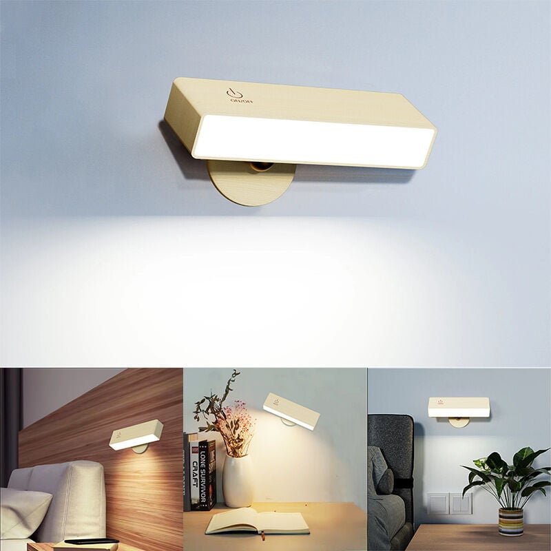 Thumbnail - LED-Wandleuchte für den Innenbereich, kabellos, dimmbar, Touch-Steuerung, einstellbare Helligkeit, 360°-Drehung für LED-...