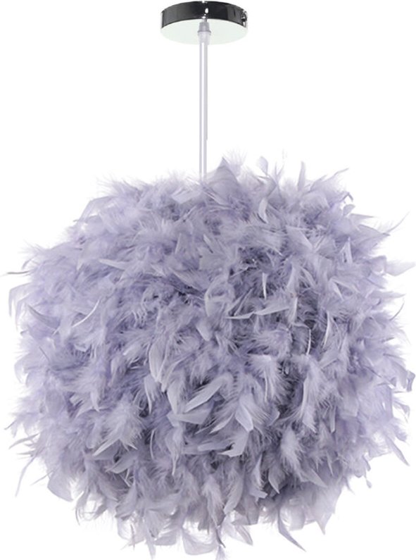 Pendelleuchten Hängelampen Feder-Kronleuchter 30 cm E27 40W Grau