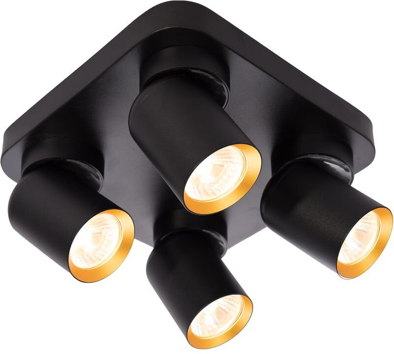 Deckenleuchte Andy 4xGU10 Quadratisch Schwarz + Gold