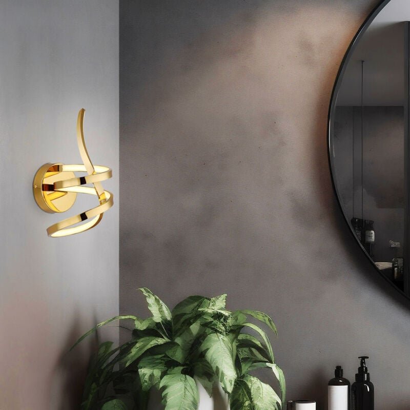 Thumbnail - Wandlampe gold led Wandleuchte Flurleuchte Wohnzimmerlampe gedreht, Metall Aluminium, 18W 900lm warmweiß, BxH 16x35 cm