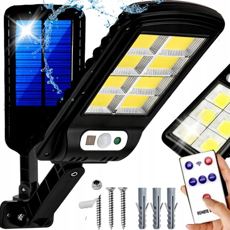 Solarstraßenlaterne mit Bewegungsmelder, 1800 mAh Akku + Fernbedienung
