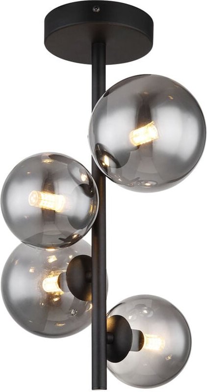 Thumbnail - Deckenleuchte - Riha - schwarz - glas metall rauchglas - - Globo