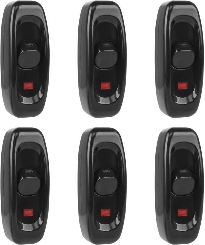 6-polige Zwischenschalter, 10 A 250 V, Schalter für Tischlampen, Schalter für Beleuchtungskabel (schwarz)