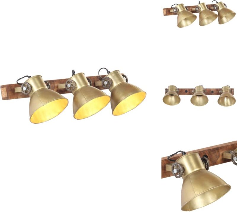 Wandlampe Industriestil Messing 65x25 cm E27 - Industrielampen - Wandleuchte - Vintage Beleuchtung - Messinglampe - Holz...