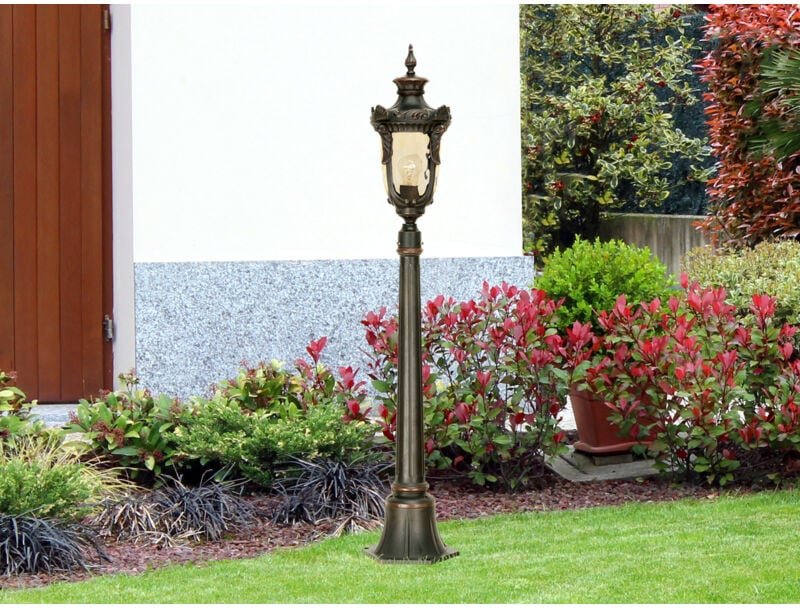 Meinewunschleuchte - led Wegeleuchte im Jugendstil mit Amberglas, Höhe 117cm