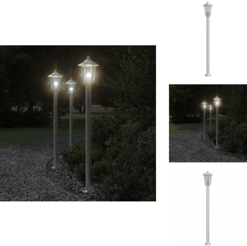 Wegeleuchte Silbern 120 cm Edelstahl - Wegeleuchte - Edelstahl - Außenstehleuchte - Gartenlampe - LED-Lampe