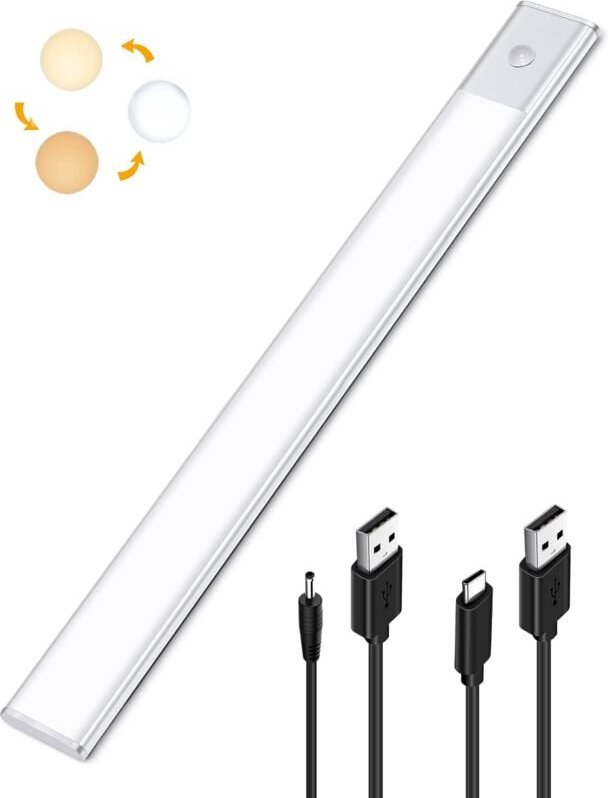 Beijiyi - LED-Schranklampe mit Bewegungssensor, 2-in-1-LED-Küchen-Unterbauleuchte, über usb wiederaufladbar und mit 5 v ...