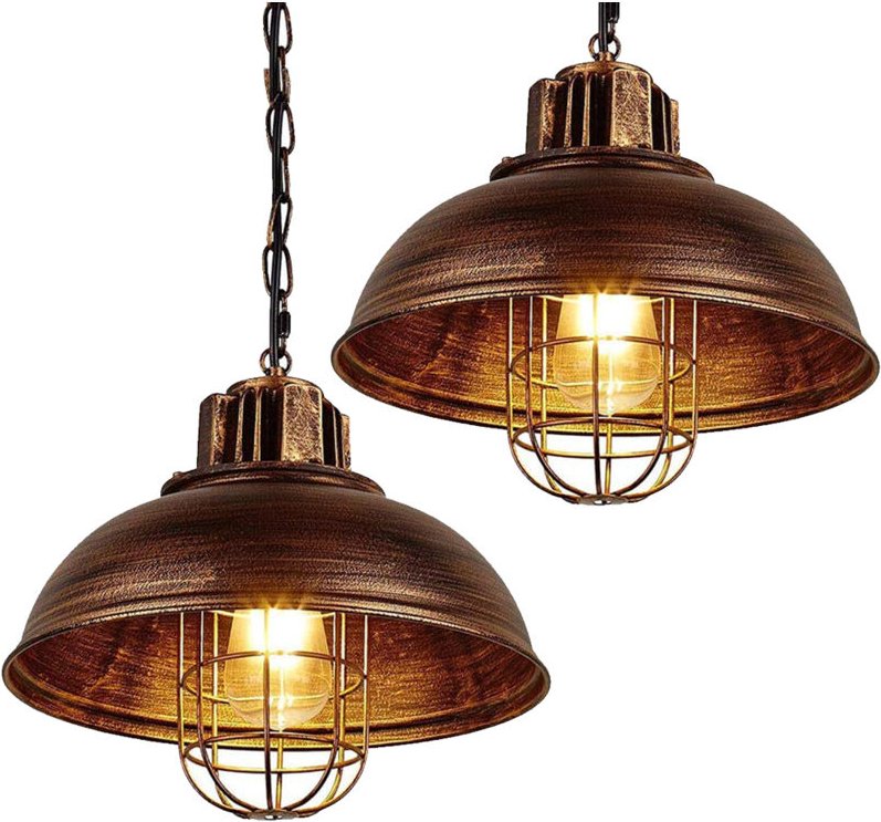 2x Pendelleuchte Industrial Metall Käfig, E27 Retro Pendelleuchte, Höhenverstellbar für Wohnzimmer, Küche, Flur, Veranda...