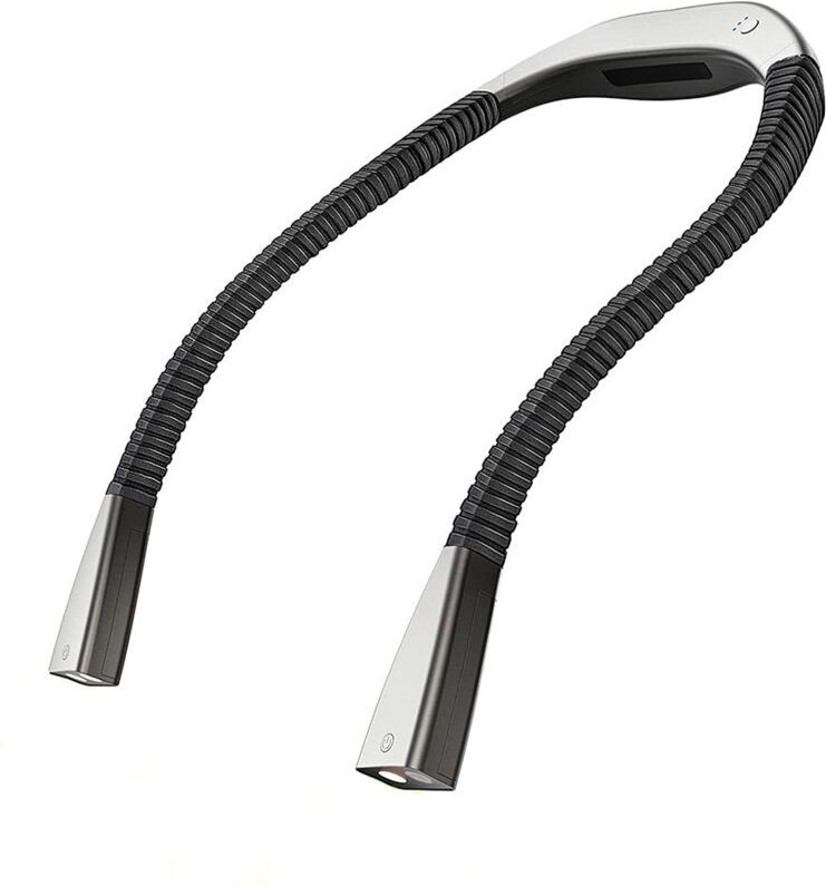 Tragbare Schreibtischlampe, 2000 mAh, 3 Farben, Nackenpositionierung, 360° verstellbar, SOS-Modus, usb, 5 v, Silber