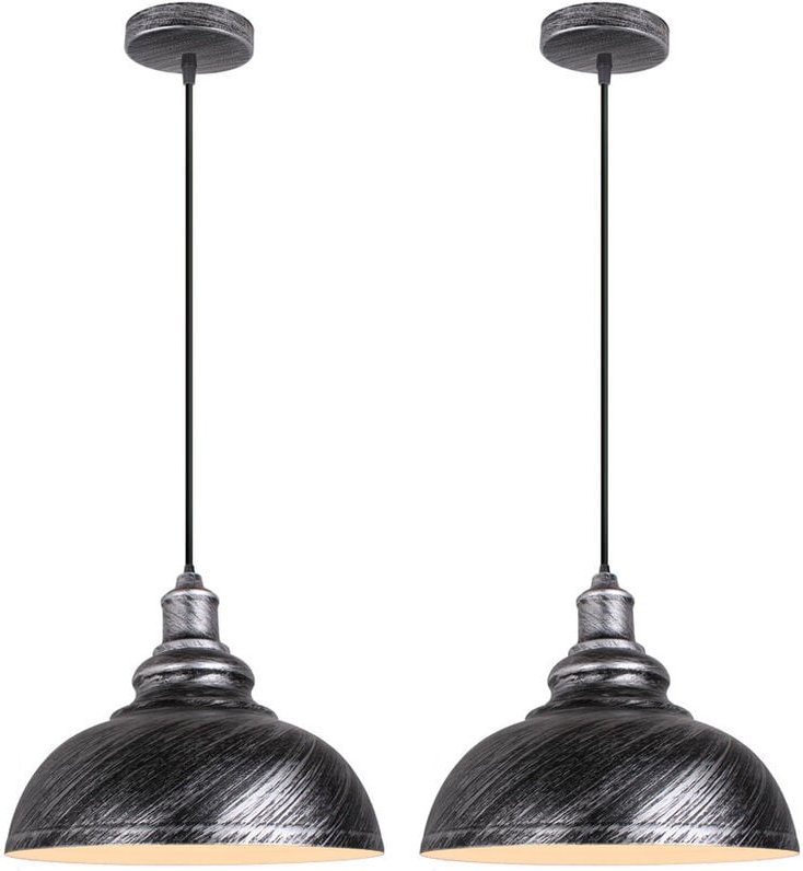 2er Pendelleuchte Vintage Kuppel Hängelampe Industrielle Hängelampe mit Ø29cm Lampenschirm Edison für Loft Bar Wohnzimme...