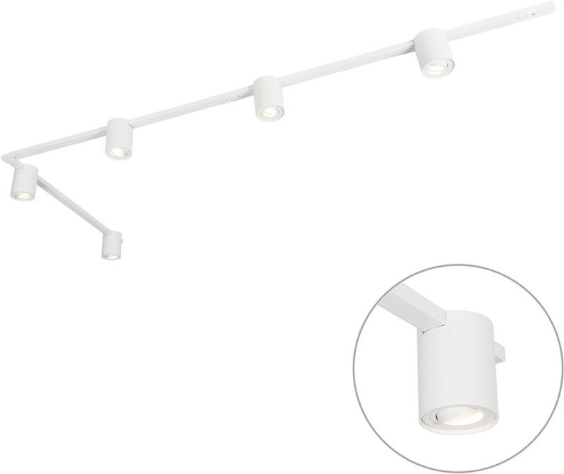 Modernes Schienensystem weiß mit 5 Strahlern 1-phasig - Rondoo Up