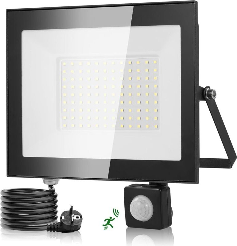100watt Led Strahler Außen Mit Bewegungsmelder 10000lm Aussenleuchte Kaltweiss Scheinwerfer Mit Stecker Fluter Aussenstr...