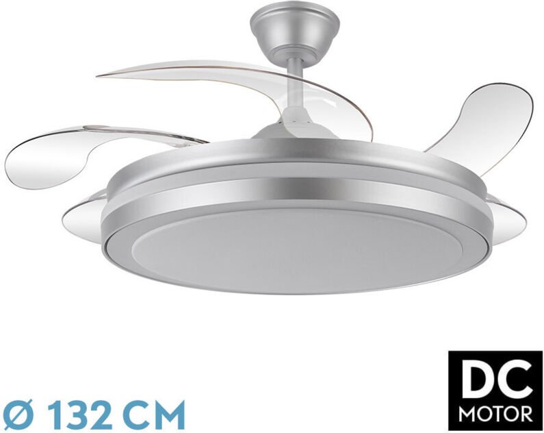 DC-Deckenventilator "Esparta Maxi" dimmbar mit Fernbedienung (80W 3CCT 10255lm) silberfarben