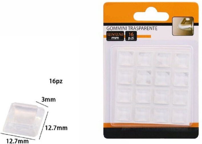 Trade Shop - 16 GOMMINI ADESIVI PROTECTIONSPAVIMENTS 12.7X12.7X3MM 66092 -