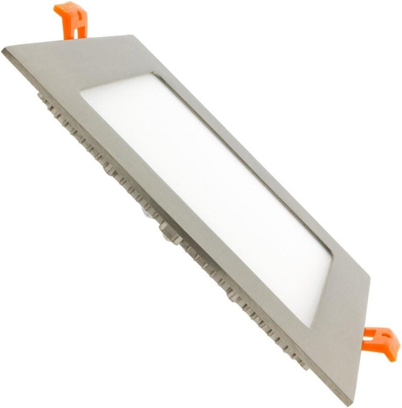 LED Einbaustrahler flach 12W Eckig SuperSlim Silber Ausschnitt 155x155 mm LIFUD 6000K Kaltweiß