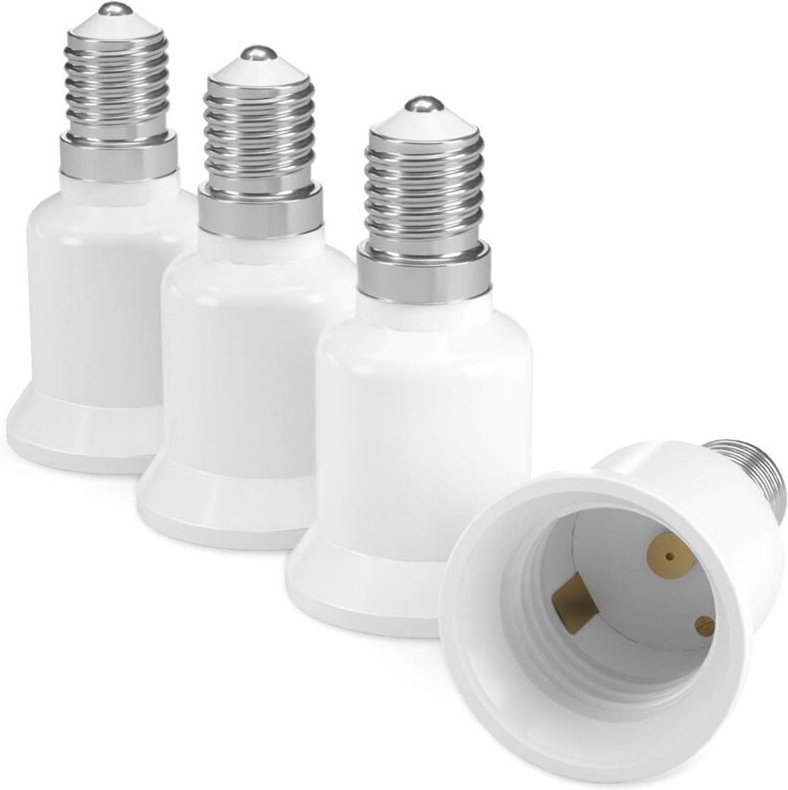 4x Sockel-Adapter – E14 auf E27 Sockel-Konverter – E27-Sockel-Lampenfassungs-Adapter für Halogen-LED-Glühbirne