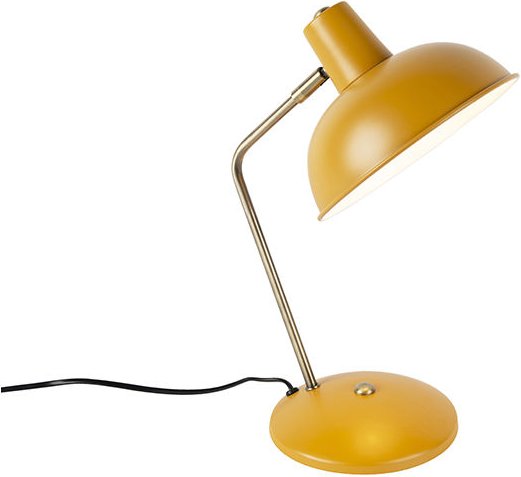 Retro Tischlampe gelb mit Bronze - Milou