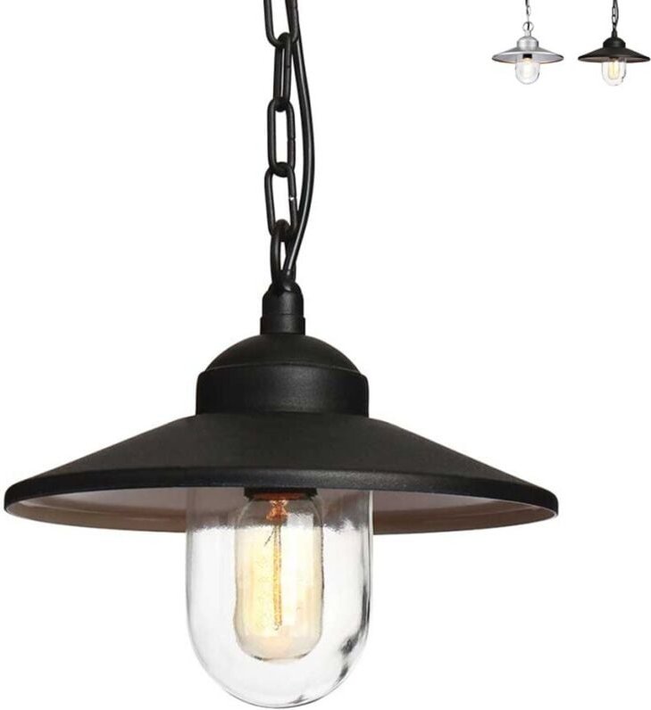 Elstead - Außenleuchte Kettenlaterne Hängelampe Edelstahl h 26 cm Schwarz 1 Flammig E27
