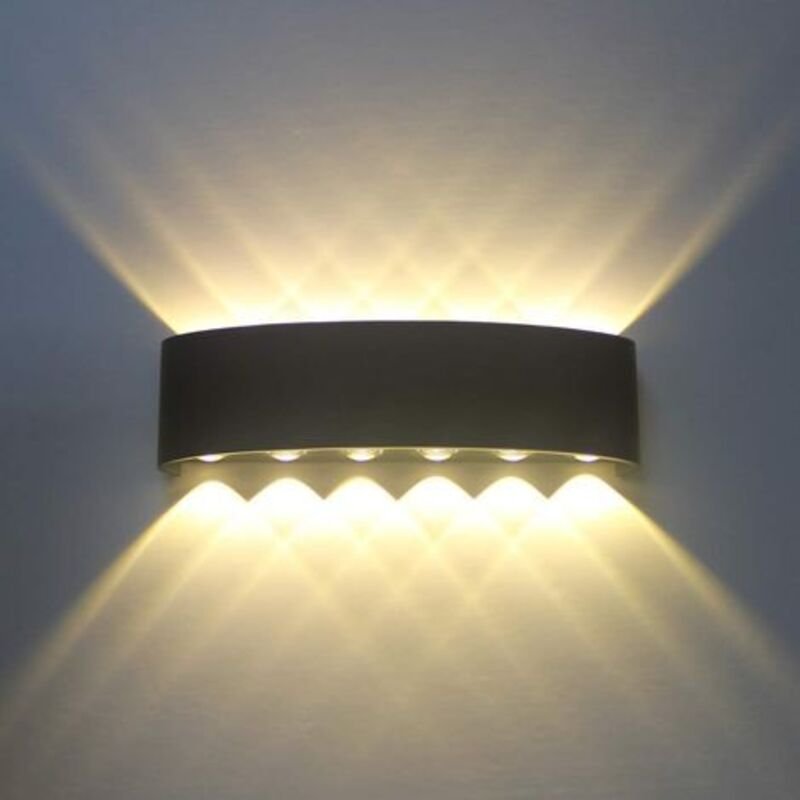 Moderne 12-W-LED-Wandleuchte aus schwarzem Aluminium für Wohn-/Schlafzimmer (warmweiß)