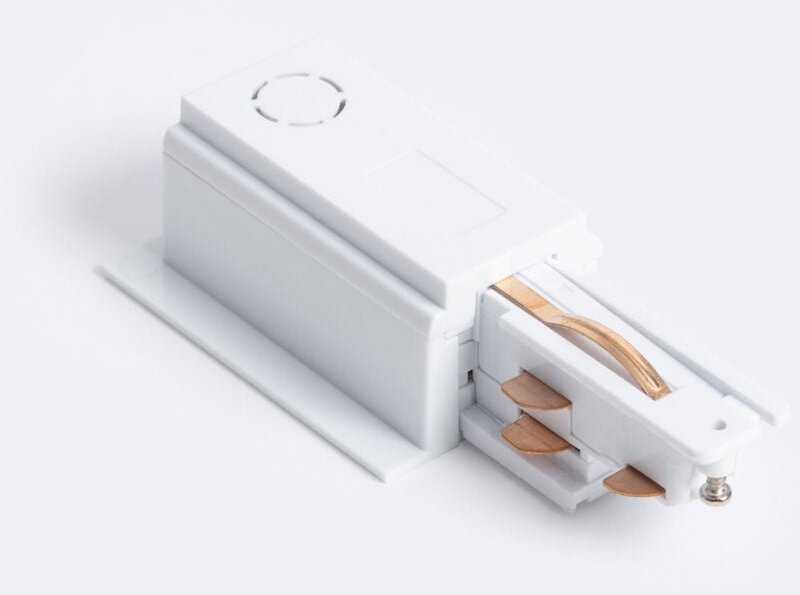 Ledkia - Verbinder 'Left Side' zum Netzanschluss für 3-Phasenstromschiene dali Track Einbau Aluminium Weiß