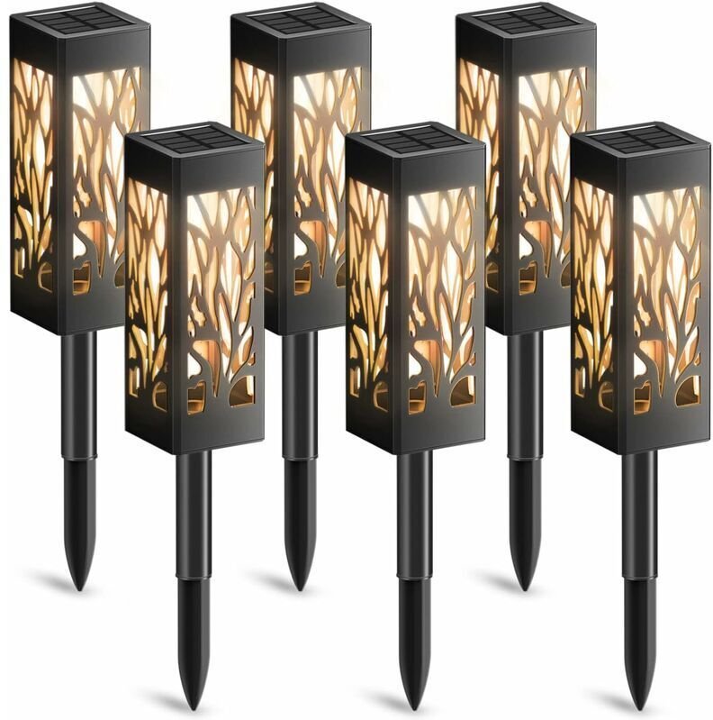 Solarlampe für den Außenbereich, 6 Stück, Solarleuchte für den Außenbereich mit warmweißem Licht, IP65 wasserdicht, Gart...