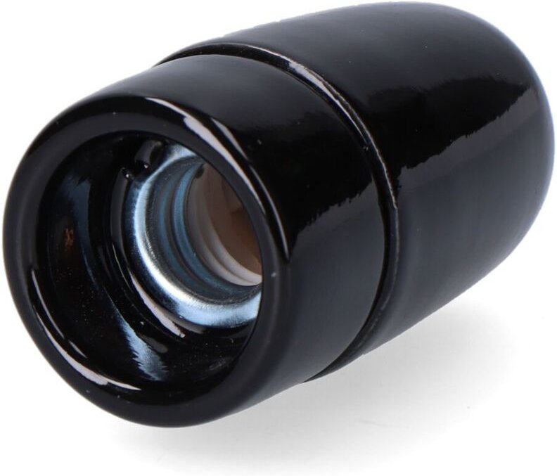 Vintage Keramikfassung E14, 60 W 250 V, schwarz, ø35 x 60 mm (eingeschweißt)