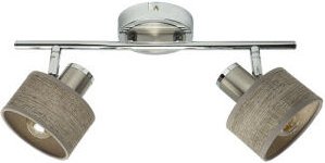 Fabrilamp - Nando strip 2xe14 chrom-nickel/mad.grey verstellbare Strahler 16x36,5x10 cm