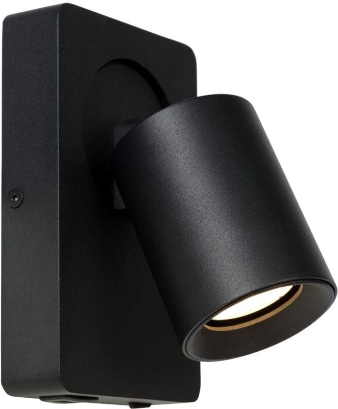 Nigel - Bettlampe / Wandleuchte - led Dim to warm - GU10 - 1x5W 2200K/3000K - Mit USB-Ladepunkt - Schwarz - Lucide