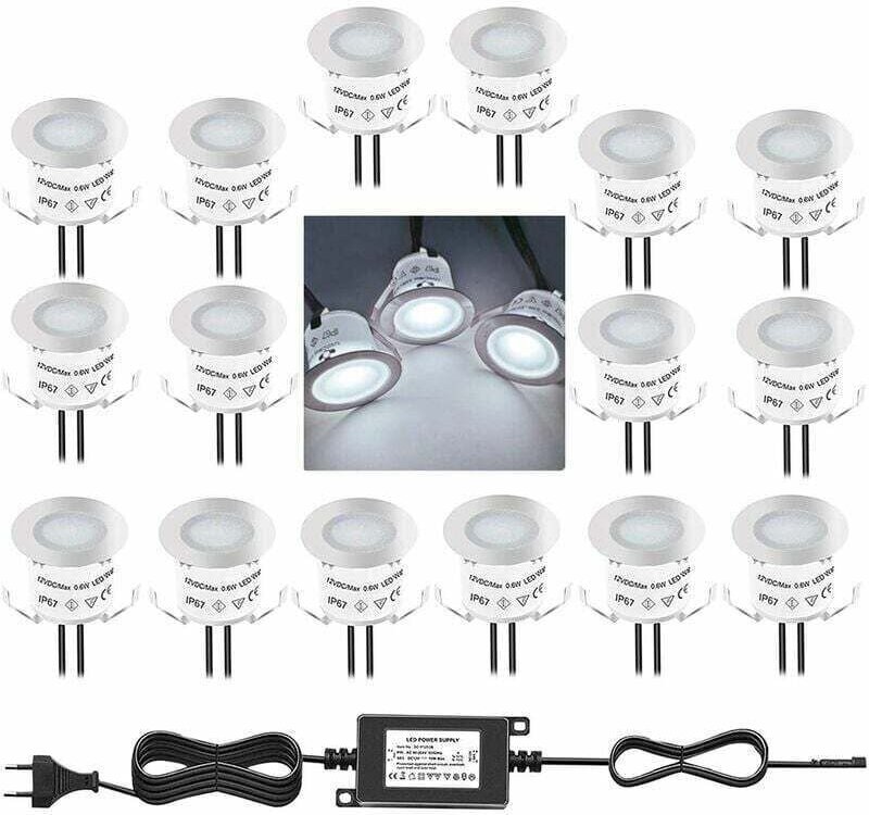 10er-Pack Mini-LED-Einbaustrahler für den Außenbereich, IP67 wasserdicht, 4500K Tageslichtweißlicht, 32 mm 0,6 w DC12V-S...