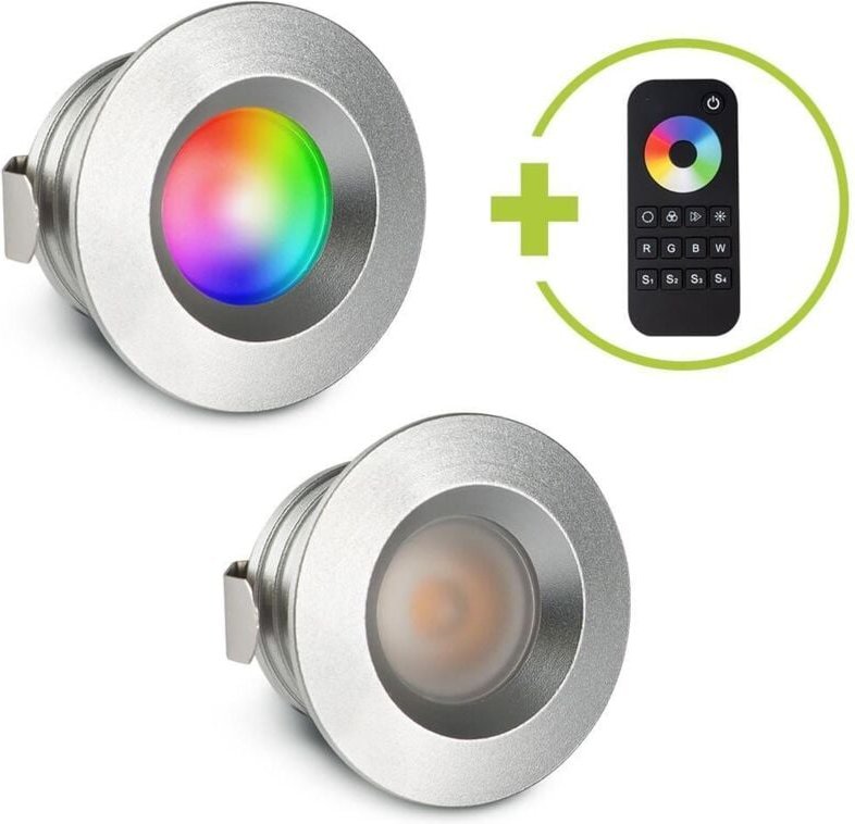 Einbaustrahler Mini flach Torino 3W RGBW IP44 - Farbe: silber - Anzahl: 2x