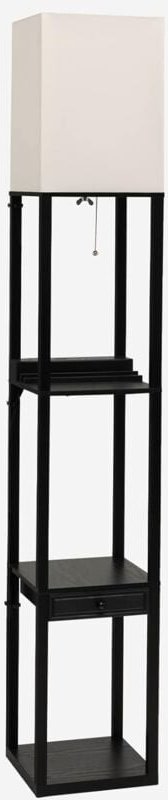 Stehlampe mit Regalen und Schublade, freistehende Regal-Standlampe mit Steckdose & USB-Anschluss, Bodenlampe mit einstel...