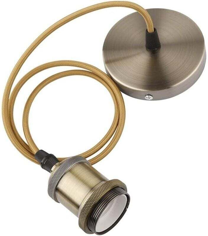 E27 Socket - Lampada a sospensione in stile antico - Lampada a sospensione retrò vintage - Cavo intrecciato - Bronzo