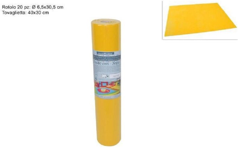 Trade Shop - SET MIT 20 TISCHSETS UND TISCHDECKEN MIT ABREISSBARER TNT-ROLLE 30 X 40 CM GELB -