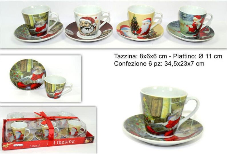 Trade Shop - SET 6 TAZZINE CAFFE TAZZEN MIT CERAMICA PLANZEN -